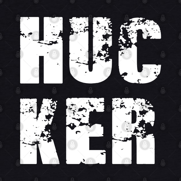 HUCKER DISTRESSED HALF HALF BIG LOGO by Hucker Apparel